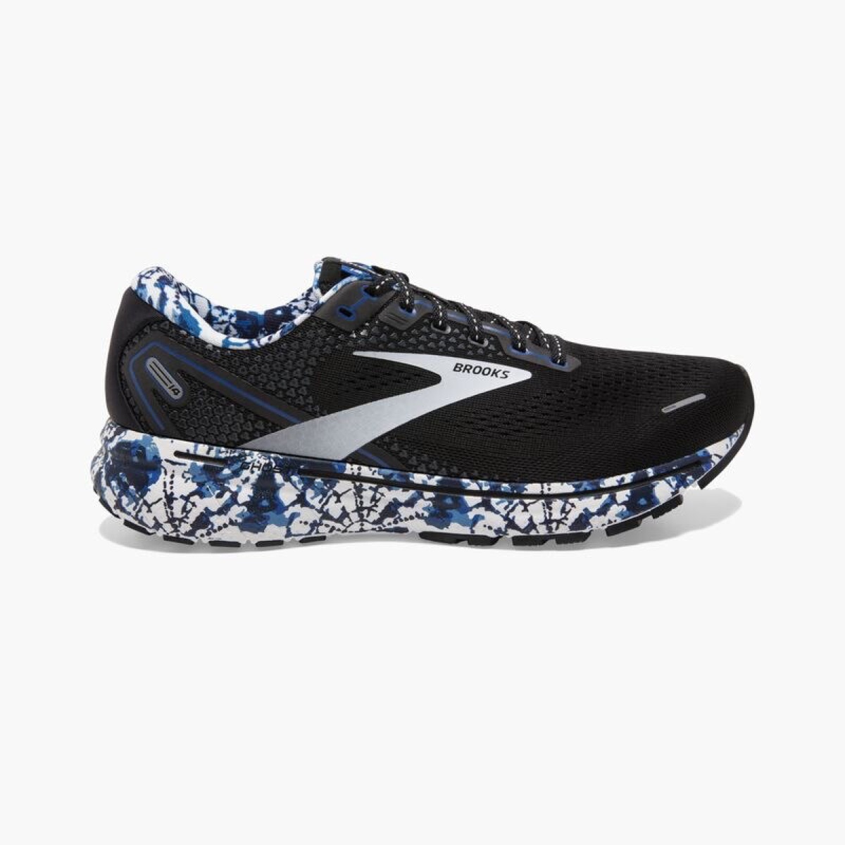 Brooks Ghost 14 in Black/White/True Blue