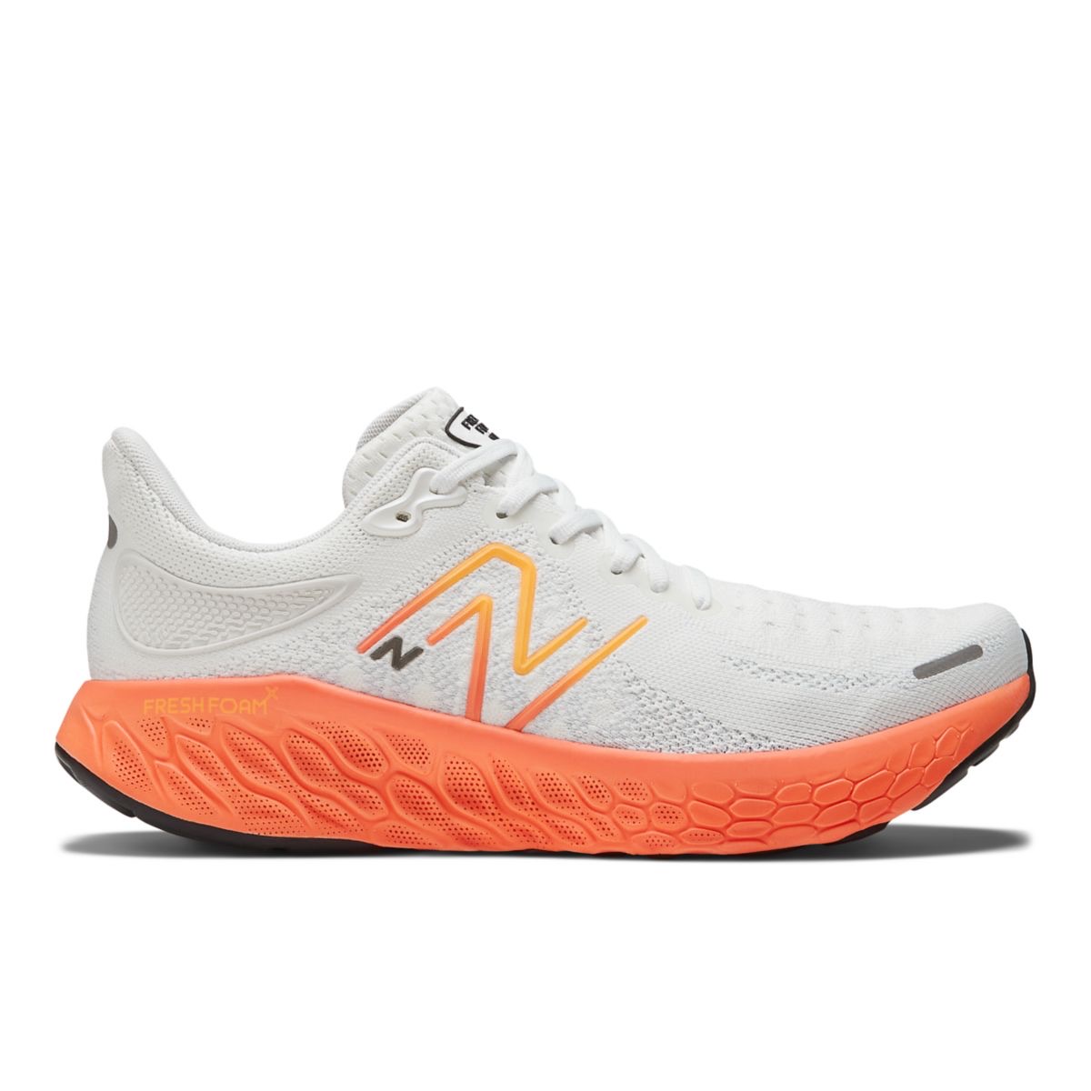 New Balance 1080 v12 in White / Neon Dragonfly / Hot Marigold