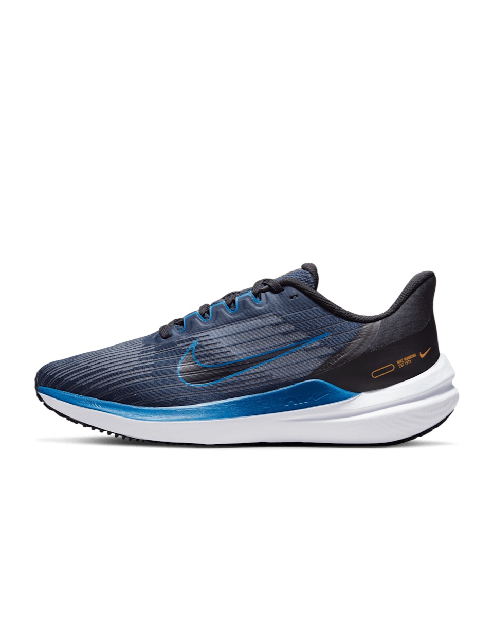Nike Winflo 9 in Obsidian / Black / White / Dark Marina Blue